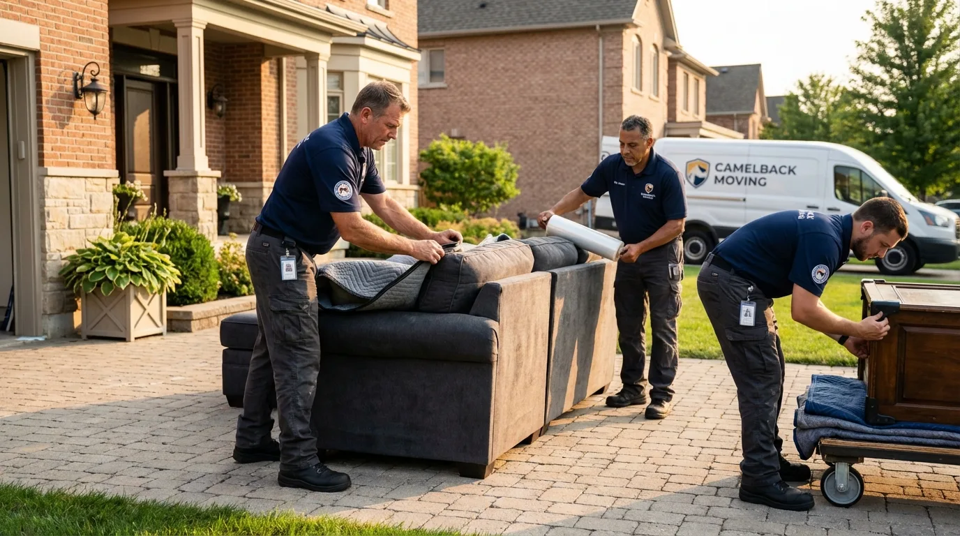 Large estate moving crew wrapping furniture in Sherwood, WI